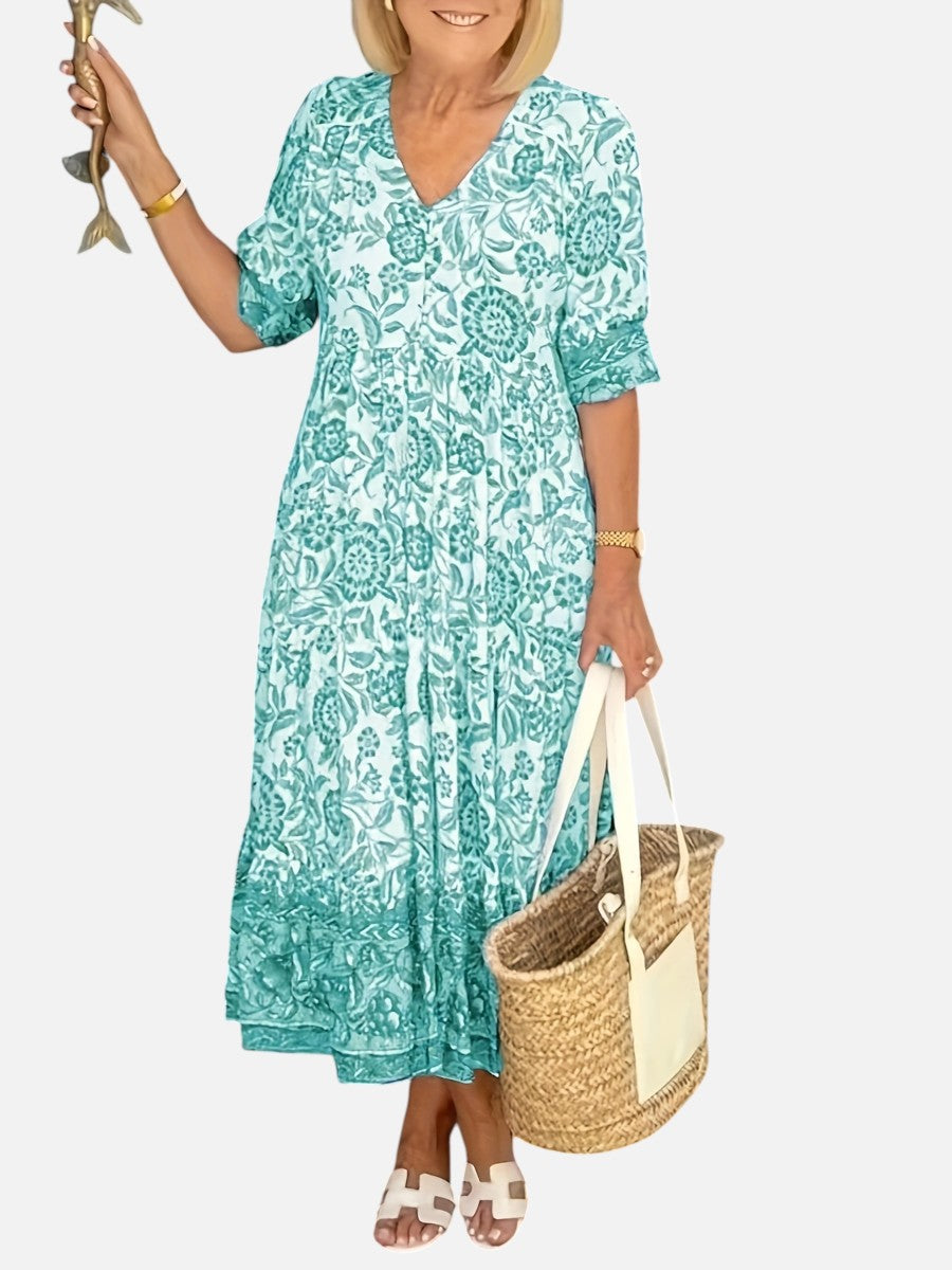 Verity | Floral Midi Dress with Button Front
