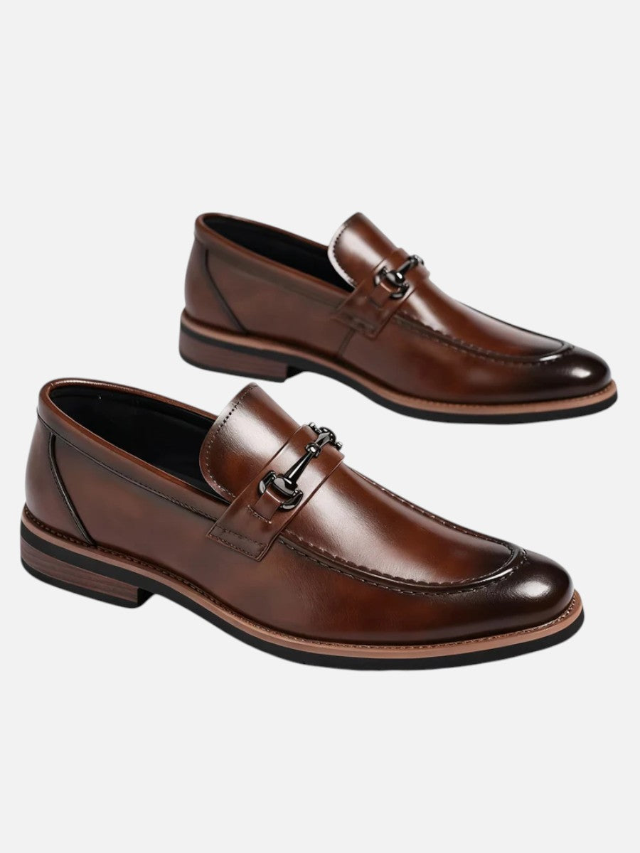 Miles | Polished Brown Loafers with Slip-On Comfort Fit