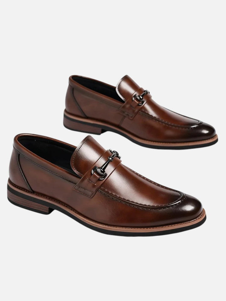Miles | Polished Brown Loafers with Slip-On Comfort Fit