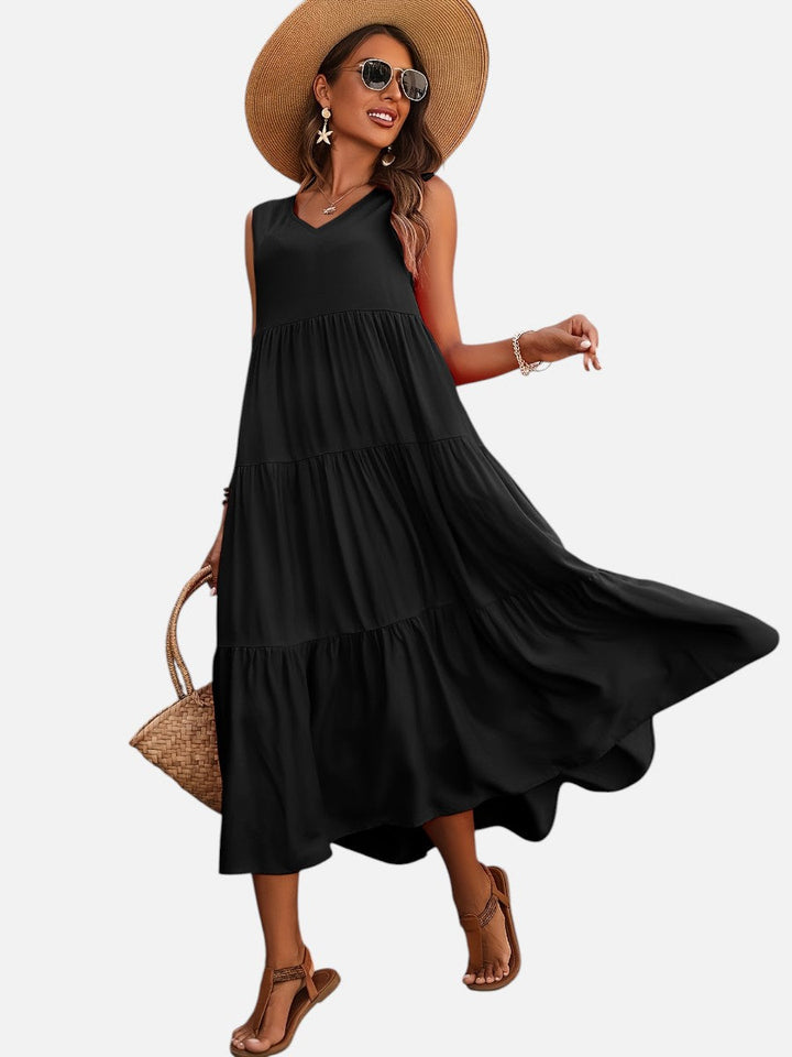 Aveline | Sleeveless Dress with Tiered Ruffle Cut