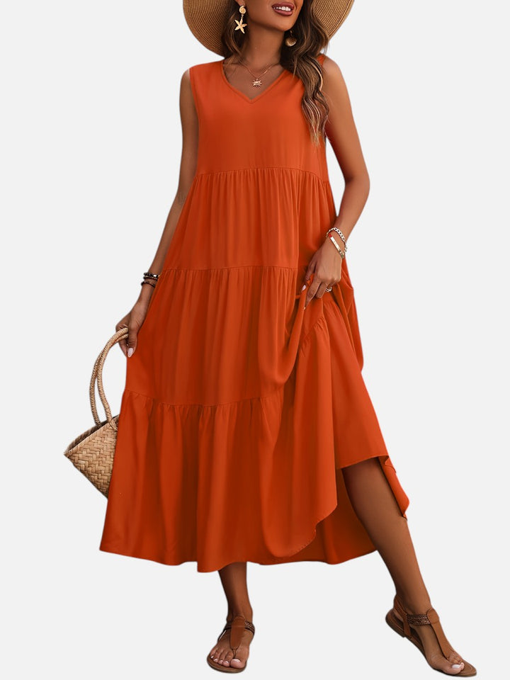 Aveline | Sleeveless Dress with Tiered Ruffle Cut
