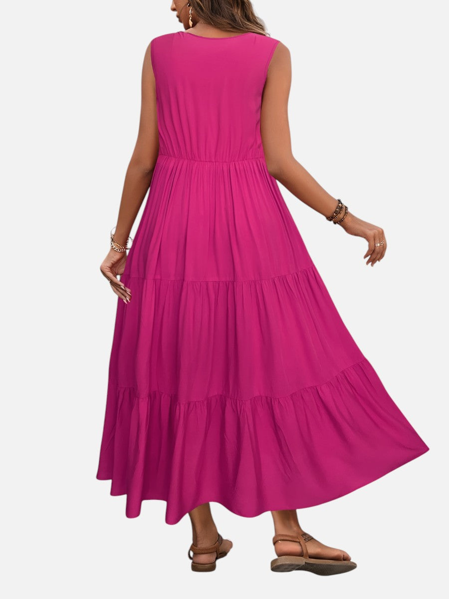 Aveline | Sleeveless Dress with Tiered Ruffle Cut