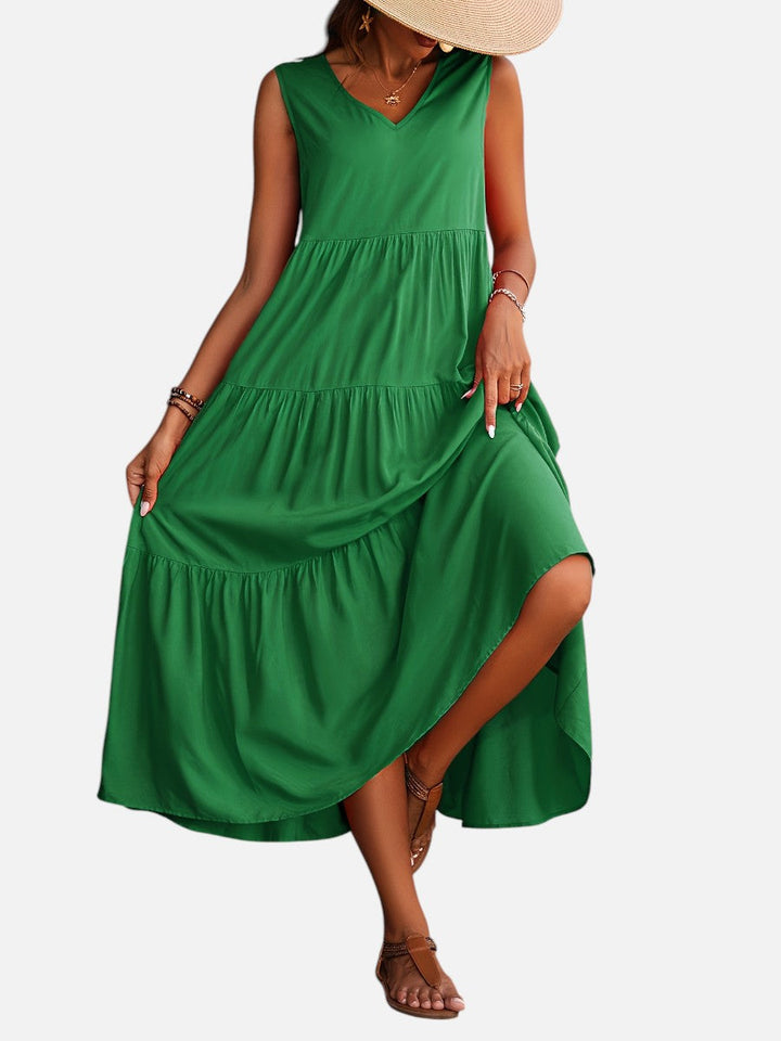 Aveline | Sleeveless Dress with Tiered Ruffle Cut