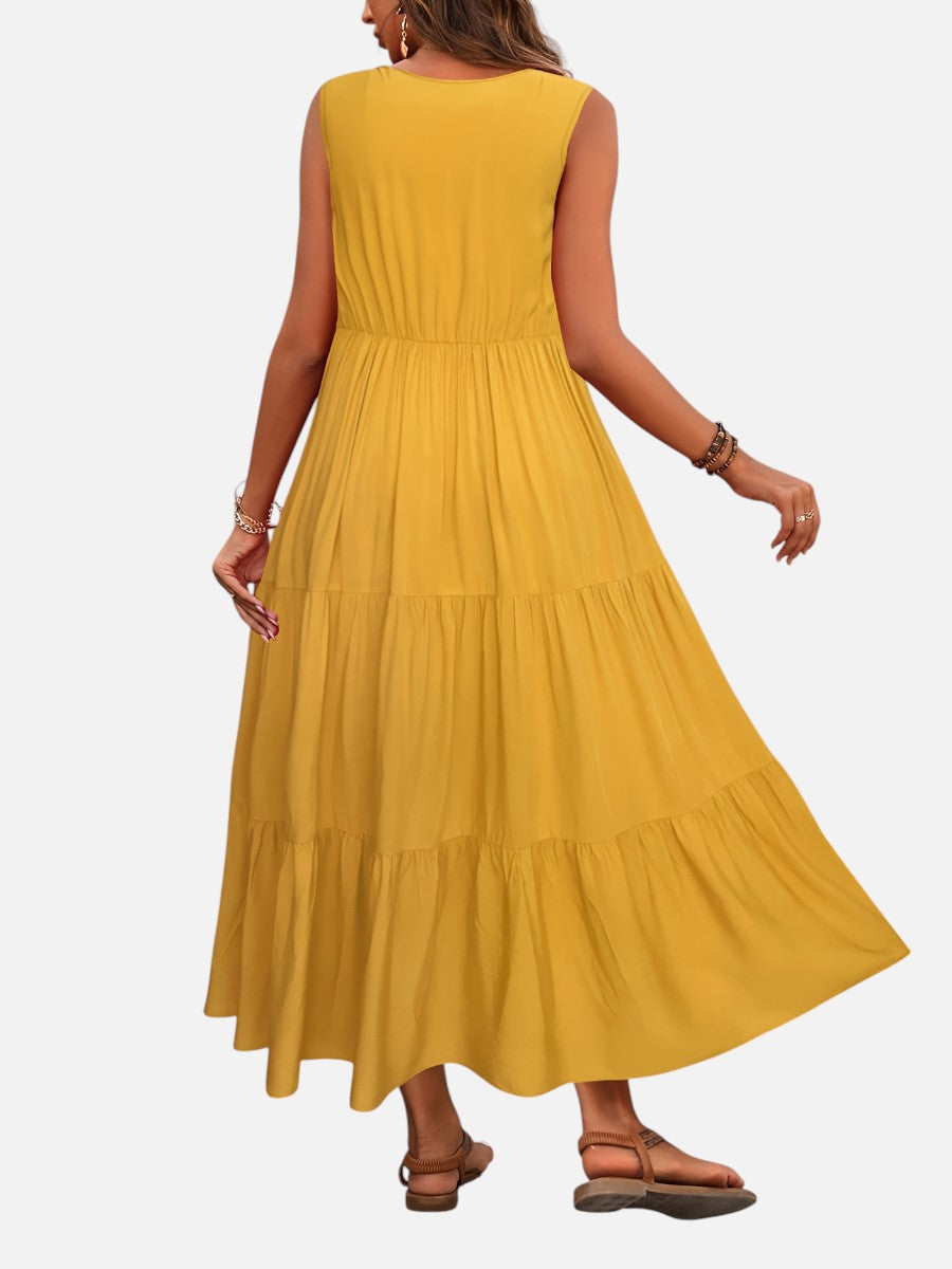 Aveline | Sleeveless Dress with Tiered Ruffle Cut