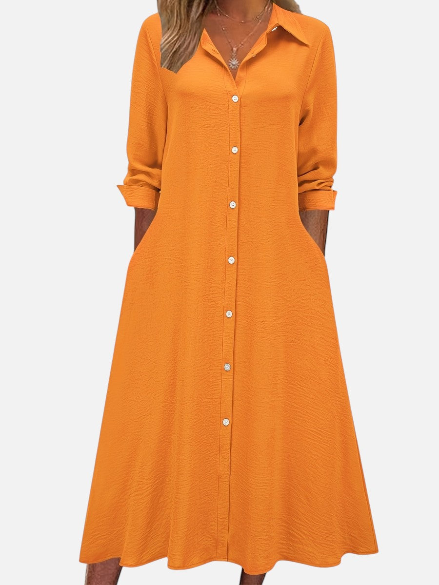Katarina | Midi Shirt Dress with Button Front