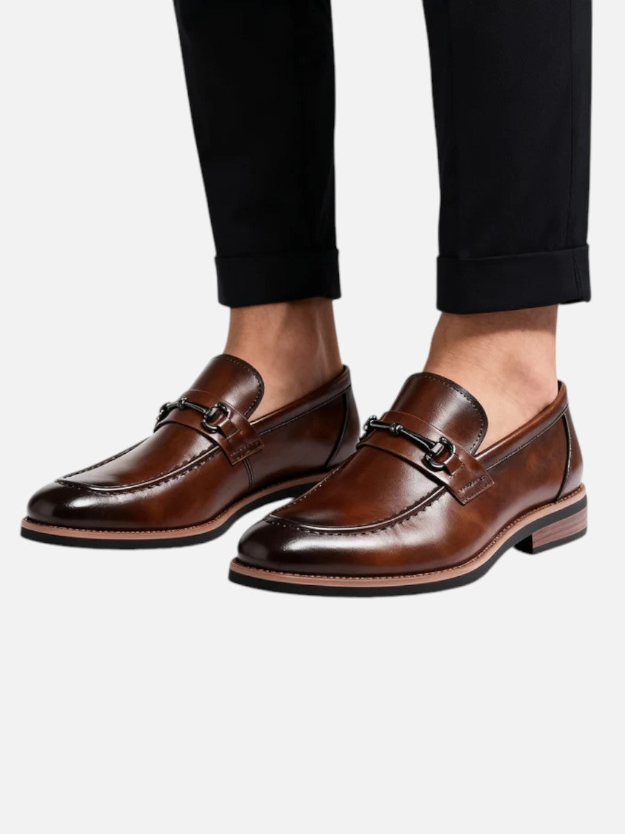 Miles | Polished Brown Loafers with Slip-On Comfort Fit