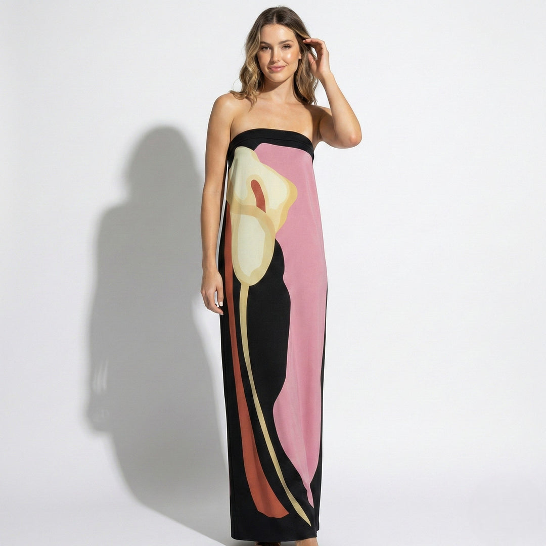 Wilhelmina | Strapless Maxi Dress with Structured Bodice