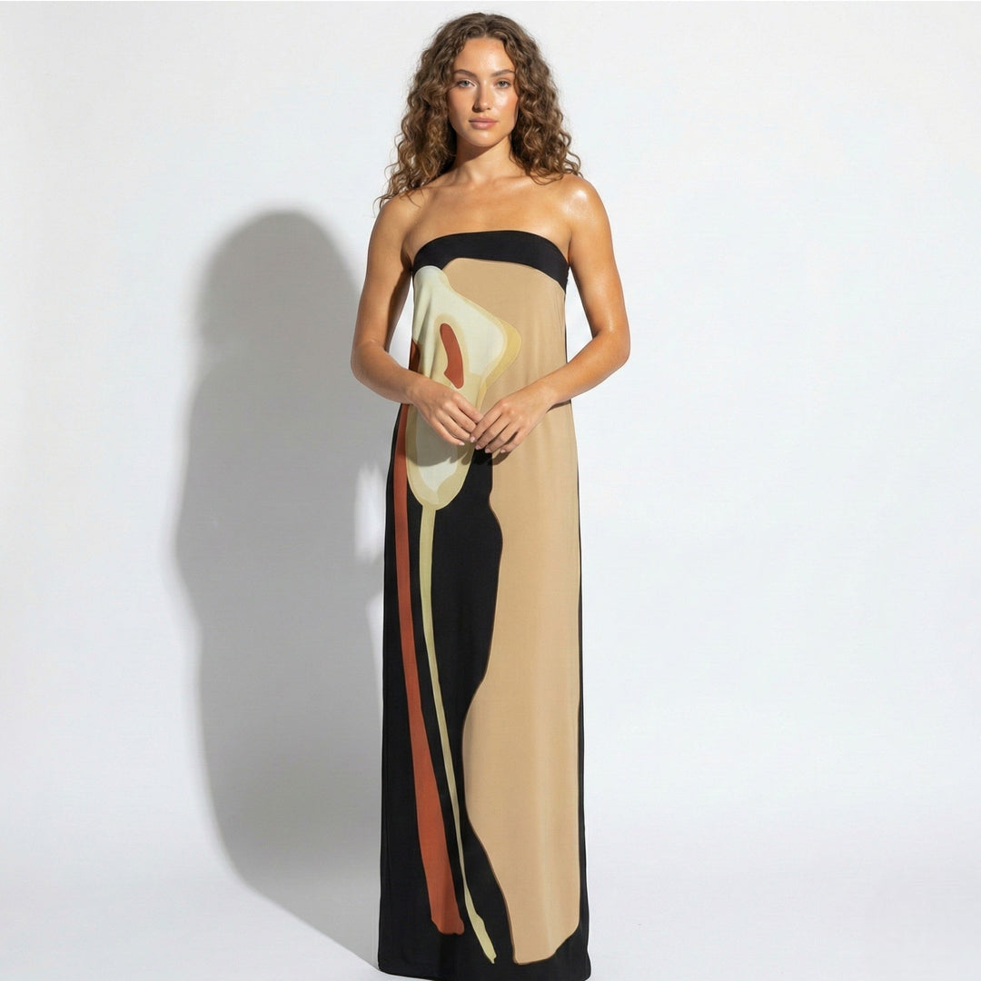 Wilhelmina | Strapless Maxi Dress with Structured Bodice