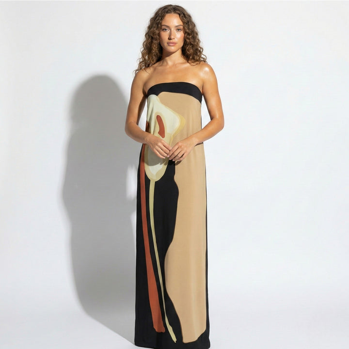 Wilhelmina | Strapless Maxi Dress with Structured Bodice