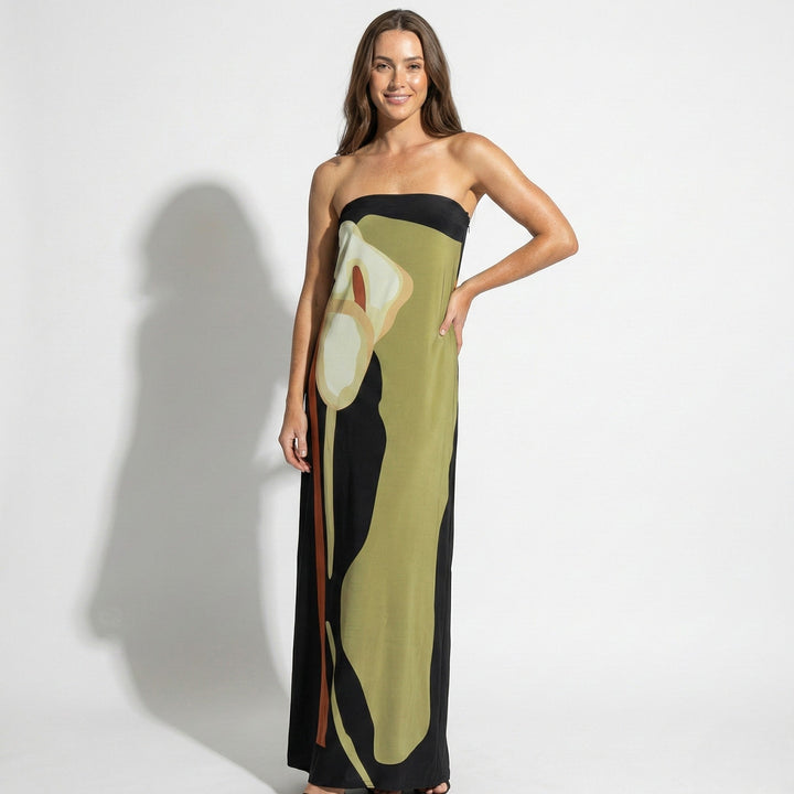 Wilhelmina | Strapless Maxi Dress with Structured Bodice