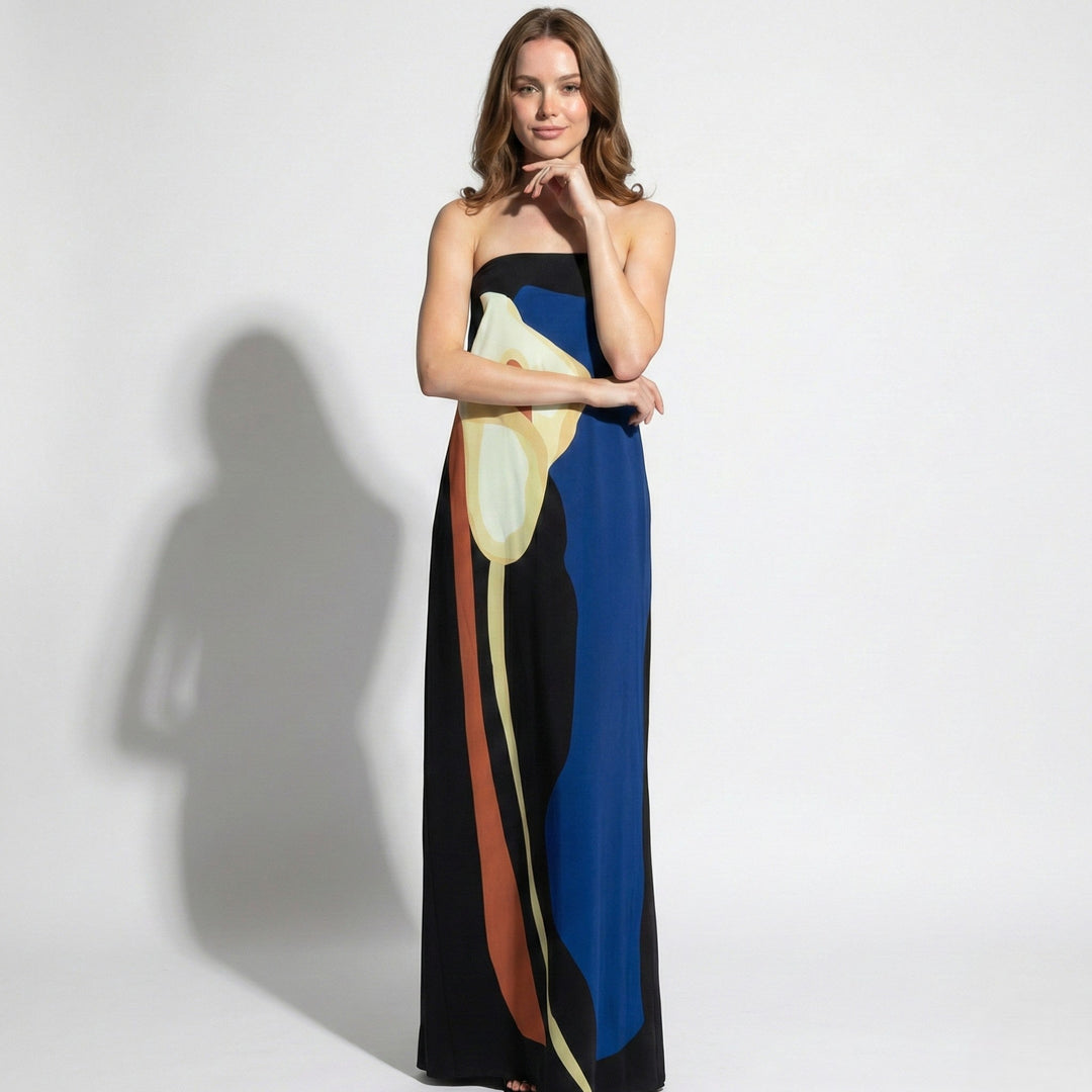 Wilhelmina | Strapless Maxi Dress with Structured Bodice