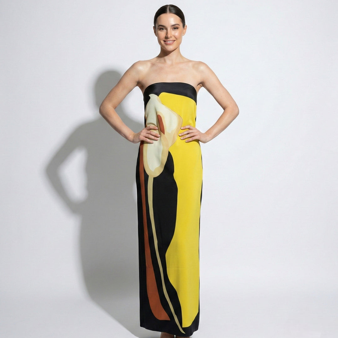 Wilhelmina | Strapless Maxi Dress with Structured Bodice