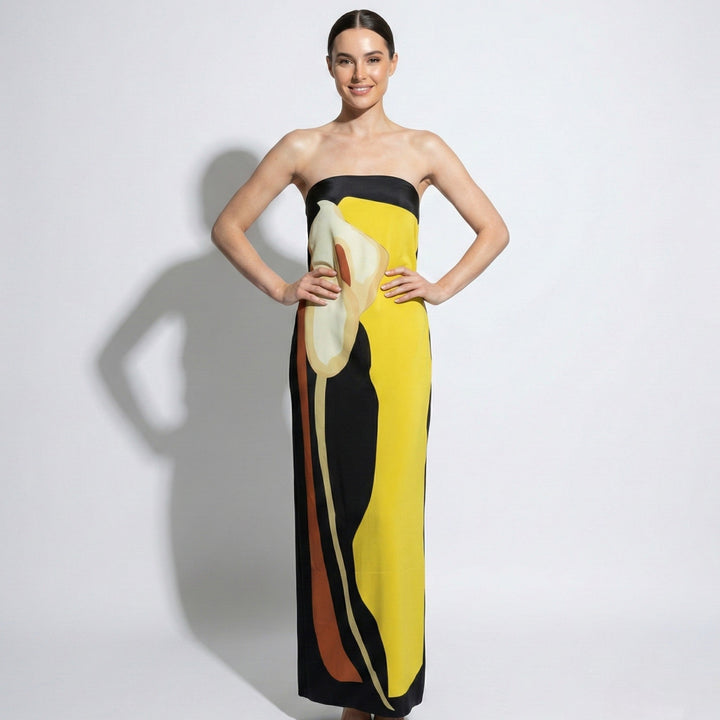 Wilhelmina | Strapless Maxi Dress with Structured Bodice