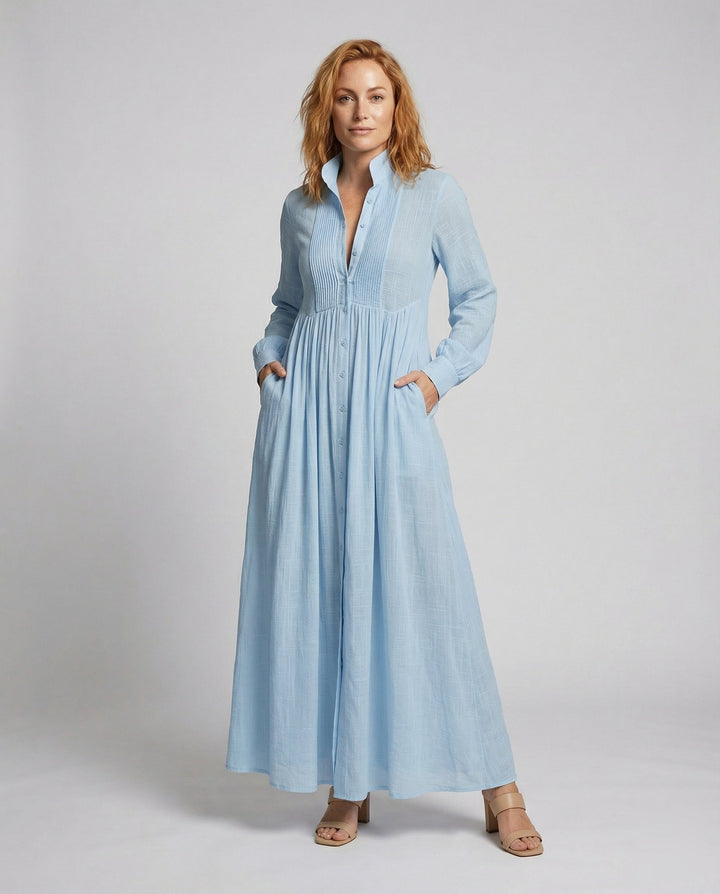 Elodie | Long Sleeve Dress with Gathered Waist - Relaxed Flowy Silhouette
