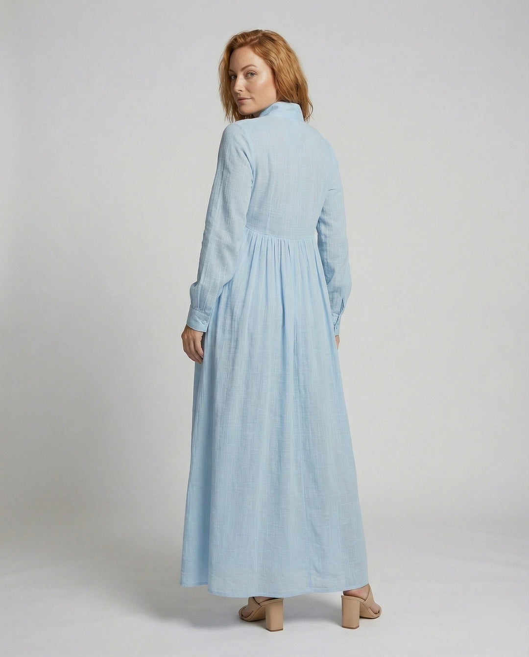 Elodie | Long Sleeve Dress with Gathered Waist - Relaxed Flowy Silhouette