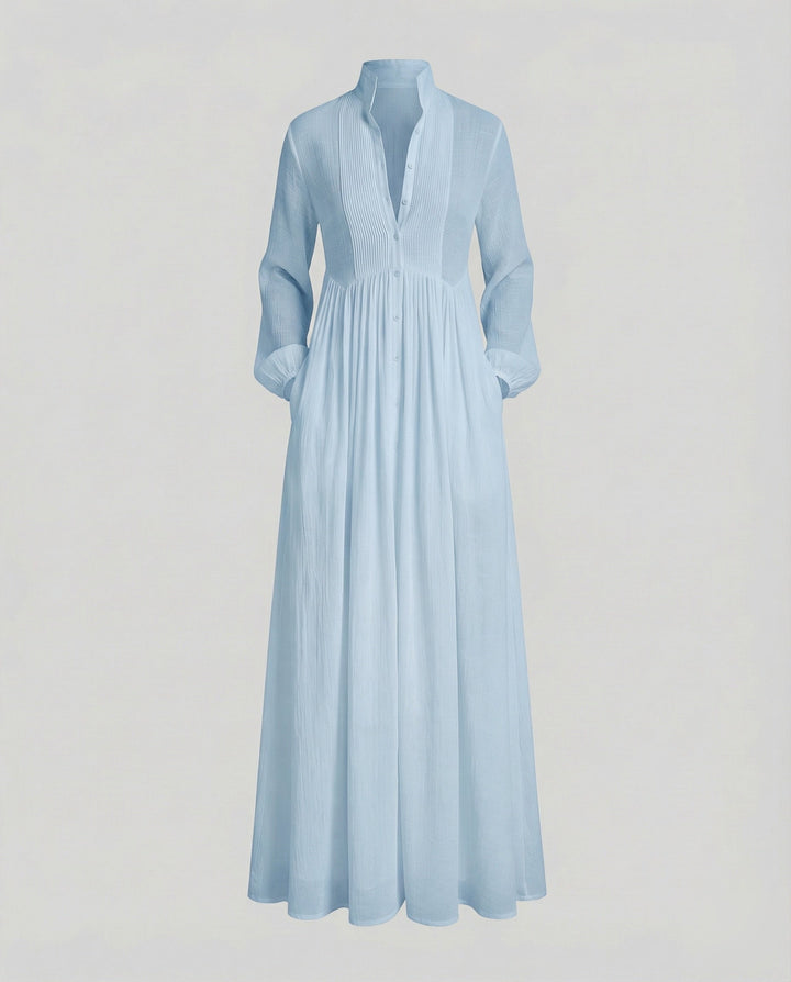 Elodie | Long Sleeve Dress with Gathered Waist - Relaxed Flowy Silhouette