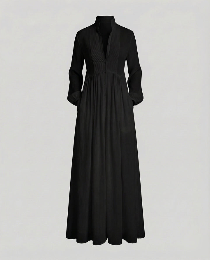 Elodie | Long Sleeve Dress with Gathered Waist - Relaxed Flowy Silhouette
