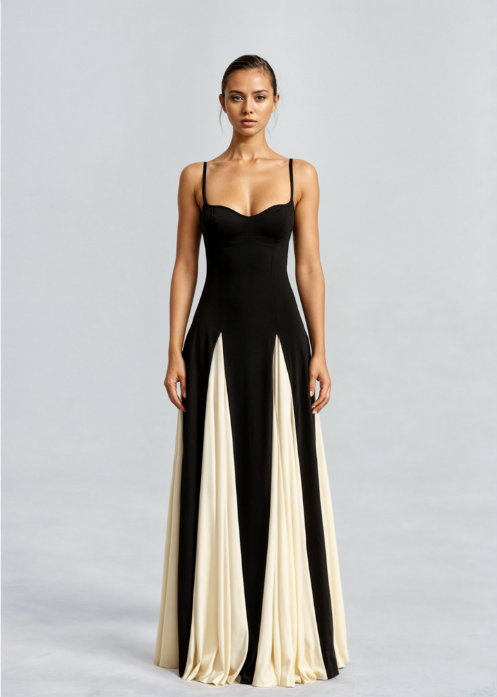 Henrietta | Colour Block Maxi Dress with Straps