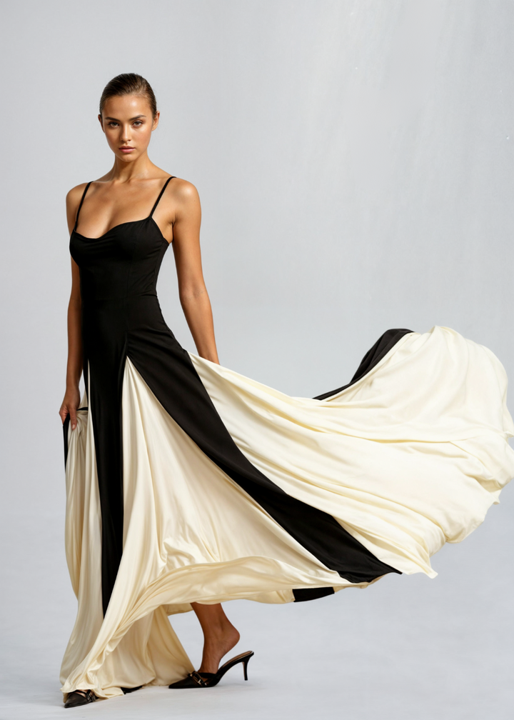 Henrietta | Colour Block Maxi Dress with Straps