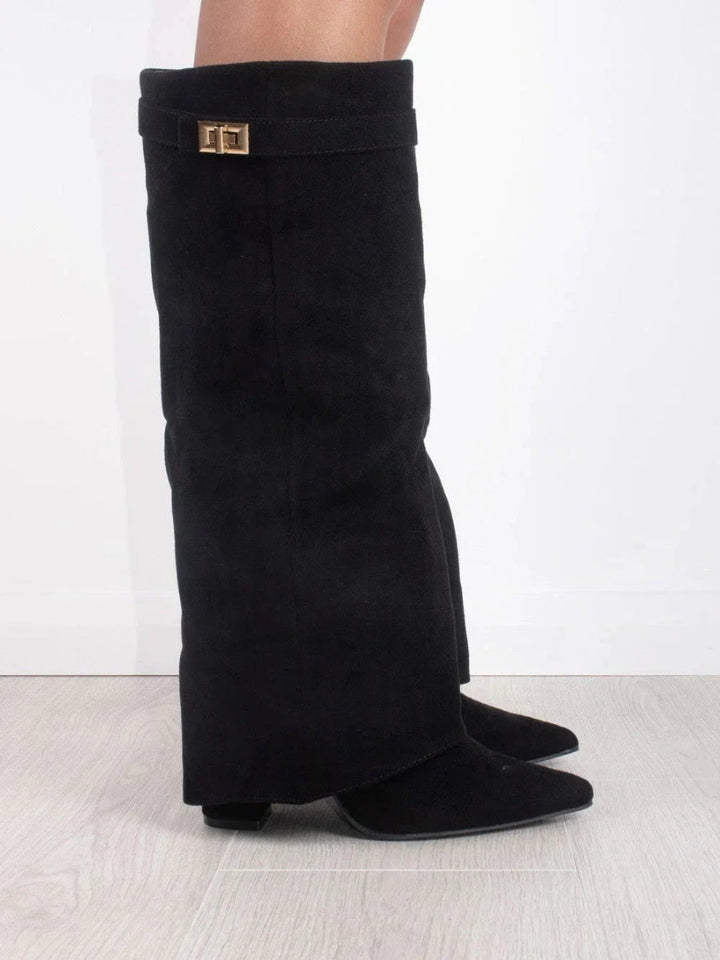 Paloma | Pointed Boot with Fold-Over Gold Detail